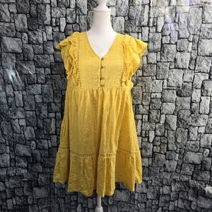 Knox rose dress yellow ruffled Sunlit cap sleeve Suze Medium